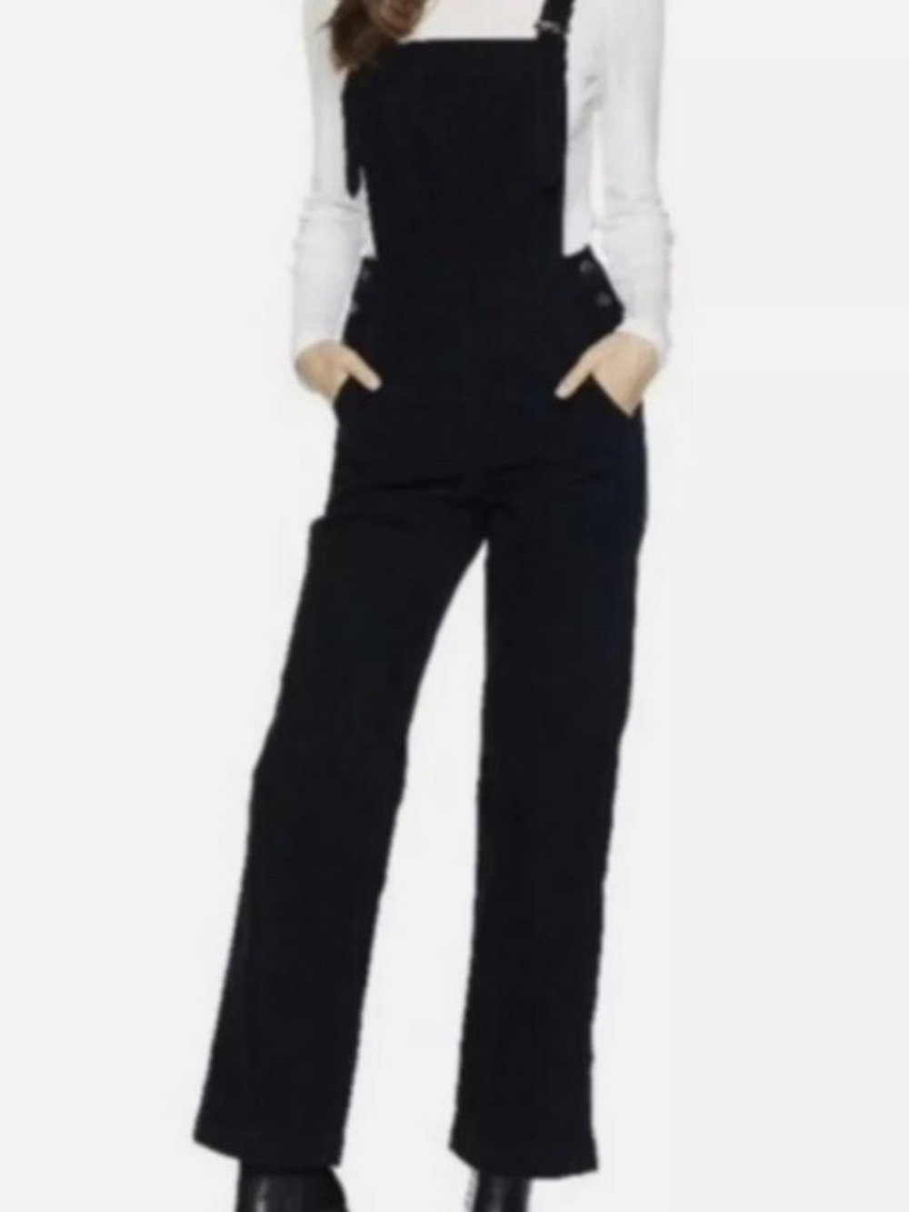 Black Straight-Leg Overalls